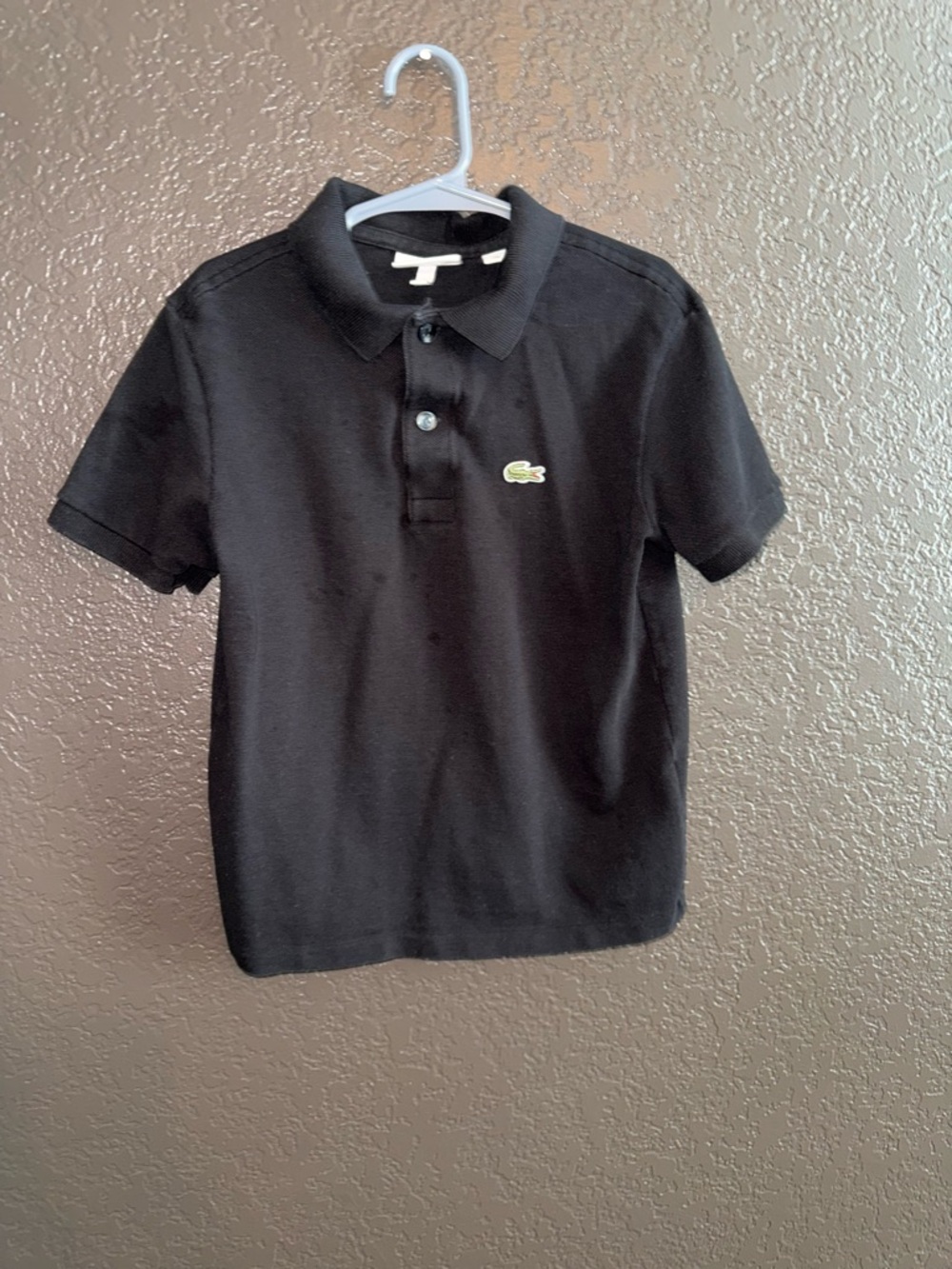 Lacoste Black Kids Polo with Green Crocodile Logo